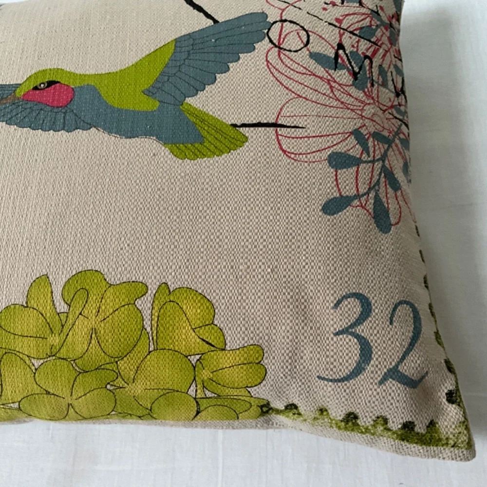 Colibri Bird Floral Accent Lumbar Throw Pillow